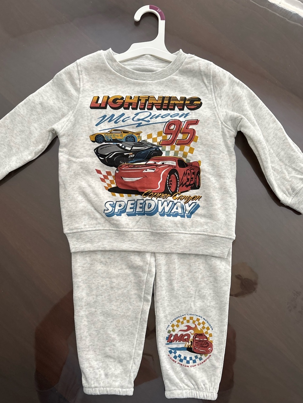 Disney Lightning McQueen Gray Kids Matching Set with Red and Blue Graphics